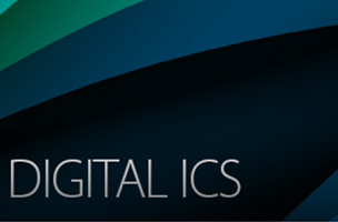 Digital ICS - white logo on blue gradient background